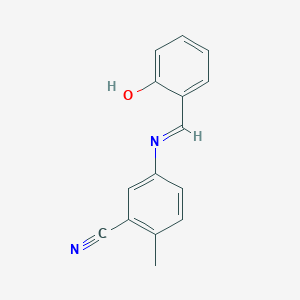 molecular formula C15H12N2O B2977031 5-(((2-Hydroxyphenyl)methylene)amino)-2-methylbenzenecarbonitrile CAS No. 298217-77-3