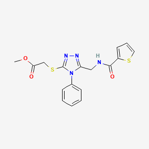 molecular formula C17H16N4O3S2 B2977032 methyl 2-((4-phenyl-5-((thiophene-2-carboxamido)methyl)-4H-1,2,4-triazol-3-yl)thio)acetate CAS No. 689748-71-8