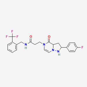 molecular formula C23H18F4N4O2 B2977054 3-[2-(4-fluorophenyl)-4-oxo-4H,5H-pyrazolo[1,5-a]pyrazin-5-yl]-N-{[2-(trifluoromethyl)phenyl]methyl}propanamide CAS No. 1326880-41-4