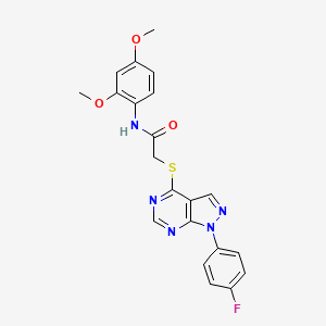 molecular formula C21H18FN5O3S B2977056 N-(2,4-dimethoxyphenyl)-2-((1-(4-fluorophenyl)-1H-pyrazolo[3,4-d]pyrimidin-4-yl)thio)acetamide CAS No. 893935-85-8