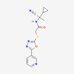 molecular formula C15H15N5O2S B2977057 N-(1-cyano-1-cyclopropylethyl)-2-[(5-pyridin-3-yl-1,3,4-oxadiazol-2-yl)sulfanyl]acetamide CAS No. 931625-42-2