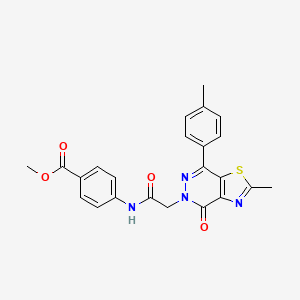 molecular formula C23H20N4O4S B2977064 methyl 4-(2-(2-methyl-4-oxo-7-(p-tolyl)thiazolo[4,5-d]pyridazin-5(4H)-yl)acetamido)benzoate CAS No. 941986-60-3