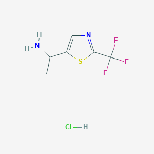 molecular formula C6H8ClF3N2S B2977065 1-[2-(Trifluoromethyl)-1,3-thiazol-5-yl]ethan-1-amine hydrochloride CAS No. 1955524-05-6