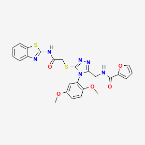 molecular formula C25H22N6O5S2 B2977068 N-((5-((2-(benzo[d]thiazol-2-ylamino)-2-oxoethyl)thio)-4-(2,5-dimethoxyphenyl)-4H-1,2,4-triazol-3-yl)methyl)furan-2-carboxamide CAS No. 310450-69-2