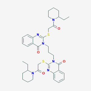 2-{[2-(2-ethylpiperidino)-2-oxoethyl]sulfanyl}-3-{3-[2-{[2-(2-ethylpiperidino)-2-oxoethyl]sulfanyl}-4-oxo-3(4H)-quinazolinyl]propyl}-4(3H)-quinazolinone