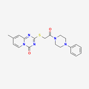 molecular formula C20H21N5O2S B2977083 8-Methyl-2-[2-oxo-2-(4-phenylpiperazin-1-yl)ethyl]sulfanylpyrido[1,2-a][1,3,5]triazin-4-one CAS No. 896328-18-0