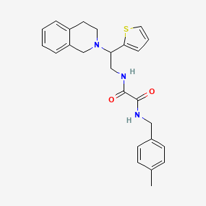 molecular formula C25H27N3O2S B2977086 N1-(2-(3,4-二氢异喹啉-2(1H)-基)-2-(噻吩-2-基)乙基)-N2-(4-甲基苄基)草酰胺 CAS No. 898424-62-9