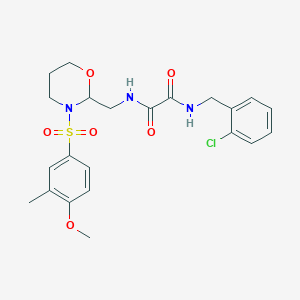 molecular formula C22H26ClN3O6S B2977088 N1-(2-chlorobenzyl)-N2-((3-((4-methoxy-3-methylphenyl)sulfonyl)-1,3-oxazinan-2-yl)methyl)oxalamide CAS No. 872986-43-1