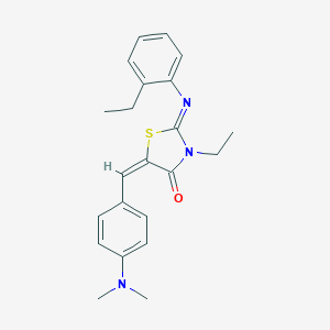 molecular formula C22H25N3OS B297711 (2E,5E)-5-[4-(dimethylamino)benzylidene]-3-ethyl-2-[(2-ethylphenyl)imino]-1,3-thiazolidin-4-one 