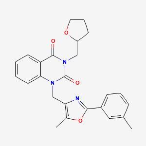 molecular formula C25H25N3O4 B2977113 1-((5-methyl-2-(m-tolyl)oxazol-4-yl)methyl)-3-((tetrahydrofuran-2-yl)methyl)quinazoline-2,4(1H,3H)-dione CAS No. 1019152-64-7