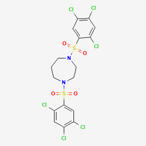 molecular formula C17H14Cl6N2O4S2 B2977116 1,4-Bis[(2,4,5-trichlorophenyl)sulfonyl]-1,4-diazepane CAS No. 669728-58-9