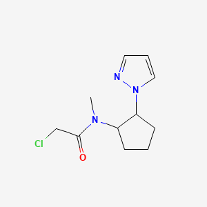 molecular formula C11H16ClN3O B2977118 2-Chloro-N-methyl-N-(2-pyrazol-1-ylcyclopentyl)acetamide CAS No. 2249129-40-4