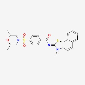 molecular formula C25H25N3O4S2 B2977127 (E)-4-((2,6-dimethylmorpholino)sulfonyl)-N-(3-methylnaphtho[2,1-d]thiazol-2(3H)-ylidene)benzamide CAS No. 397290-54-9