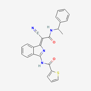 molecular formula C24H18N4O2S B2977132 (Z)-N-(1-(1-cyano-2-oxo-2-((1-phenylethyl)amino)ethylidene)-1H-isoindol-3-yl)thiophene-2-carboxamide CAS No. 1164452-52-1