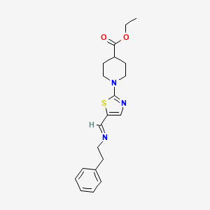 molecular formula C20H25N3O2S B2977134 Ethyl 1-{5-[(phenethylimino)methyl]-1,3-thiazol-2-yl}-4-piperidinecarboxylate CAS No. 939762-07-9