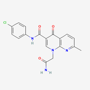 molecular formula C18H15ClN4O3 B2977138 1-(2-amino-2-oxoethyl)-N-(4-chlorophenyl)-7-methyl-4-oxo-1,4-dihydro-1,8-naphthyridine-3-carboxamide CAS No. 1251627-38-9