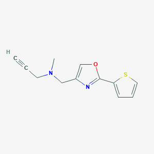 molecular formula C12H12N2OS B2977144 N-Methyl-N-[(2-thiophen-2-yl-1,3-oxazol-4-yl)methyl]prop-2-yn-1-amine CAS No. 1825583-54-7