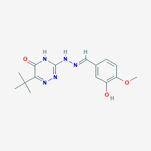 molecular formula C15H19N5O3 B2977146 (E)-6-(tert-butyl)-3-(2-(3-hydroxy-4-methoxybenzylidene)hydrazinyl)-1,2,4-triazin-5(4H)-one CAS No. 539813-37-1