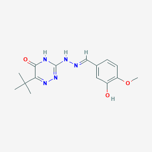 molecular formula C15H19N5O3 B2977146 (E)-6-(叔丁基)-3-(2-(3-羟基-4-甲氧基苯甲亚基)肼基)-1,2,4-三嗪-5(4H)-酮 CAS No. 539813-37-1