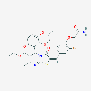 molecular formula C29H30BrN3O7S B297715 ethyl 2-[4-(2-amino-2-oxoethoxy)-3-bromobenzylidene]-5-(3-methoxy-2-propoxyphenyl)-7-methyl-3-oxo-2,3-dihydro-5H-[1,3]thiazolo[3,2-a]pyrimidine-6-carboxylate 