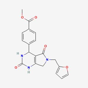 molecular formula C19H17N3O5 B2977158 methyl 4-(6-(furan-2-ylmethyl)-2,5-dioxo-2,3,4,5,6,7-hexahydro-1H-pyrrolo[3,4-d]pyrimidin-4-yl)benzoate CAS No. 946270-84-4