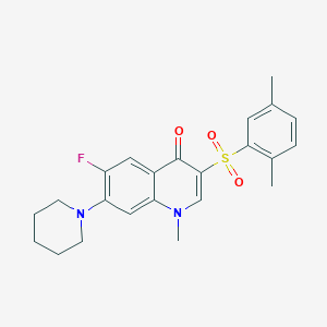 molecular formula C23H25FN2O3S B2977166 3-[(2,5-二甲基苯基)磺酰]-6-氟-1-甲基-7-哌啶-1-基喹啉-4(1H)-酮 CAS No. 892779-68-9