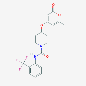 molecular formula C19H19F3N2O4 B2977184 4-((6-甲基-2-氧代-2H-吡喃-4-基)氧基)-N-(2-(三氟甲基)苯基)哌啶-1-甲酰胺 CAS No. 1798679-84-1