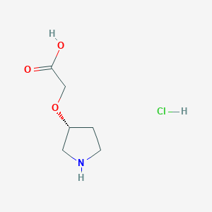 molecular formula C6H12ClNO3 B2977193 2-[(3R)-pyrrolidin-3-yloxy]acetic acid hydrochloride CAS No. 2227692-59-1