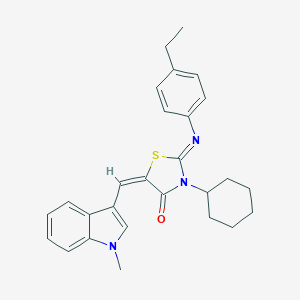 molecular formula C27H29N3OS B297720 (2Z,5E)-3-cyclohexyl-2-[(4-ethylphenyl)imino]-5-[(1-methyl-1H-indol-3-yl)methylidene]-1,3-thiazolidin-4-one 