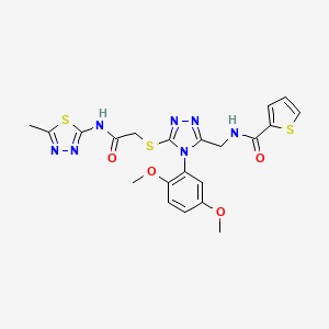 molecular formula C21H21N7O4S3 B2977201 N-{[4-(2,5-DIMETHOXYPHENYL)-5-({[(5-METHYL-1,3,4-THIADIAZOL-2-YL)CARBAMOYL]METHYL}SULFANYL)-4H-1,2,4-TRIAZOL-3-YL]METHYL}THIOPHENE-2-CARBOXAMIDE CAS No. 309968-85-2