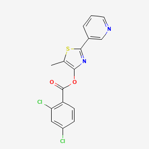 molecular formula C16H10Cl2N2O2S B2977207 5-Methyl-2-(3-pyridinyl)-1,3-thiazol-4-yl 2,4-dichlorobenzenecarboxylate CAS No. 338398-95-1