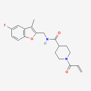 molecular formula C19H21FN2O3 B2977226 N-[(5-Fluoro-3-methyl-1-benzofuran-2-yl)methyl]-1-prop-2-enoylpiperidine-4-carboxamide CAS No. 2361681-97-0