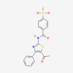 molecular formula C19H16N2O4S2 B2977242 N-(5-acetyl-4-phenylthiazol-2-yl)-4-(methylsulfonyl)benzamide CAS No. 896339-11-0