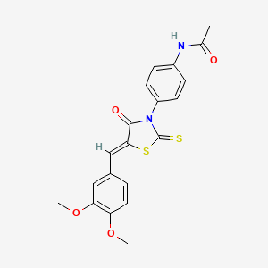 molecular formula C20H18N2O4S2 B2977245 (Z)-N-(4-(5-(3,4-dimethoxybenzylidene)-4-oxo-2-thioxothiazolidin-3-yl)phenyl)acetamide CAS No. 868146-95-6