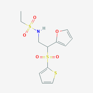 molecular formula C12H15NO5S3 B2977248 N-[2-(2-furyl)-2-(2-thienylsulfonyl)ethyl]ethanesulfonamide CAS No. 896329-29-6