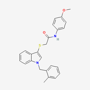 molecular formula C25H24N2O2S B2977257 N-(4-methoxyphenyl)-2-((1-(2-methylbenzyl)-1H-indol-3-yl)thio)acetamide CAS No. 450347-40-7