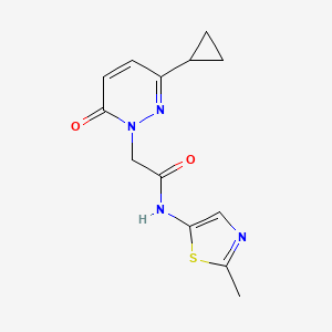 molecular formula C13H14N4O2S B2977258 2-(3-cyclopropyl-6-oxopyridazin-1(6H)-yl)-N-(2-methylthiazol-5-yl)acetamide CAS No. 2034492-86-7