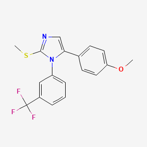 molecular formula C18H15F3N2OS B2977260 5-(4-methoxyphenyl)-2-(methylthio)-1-(3-(trifluoromethyl)phenyl)-1H-imidazole CAS No. 1226435-13-7