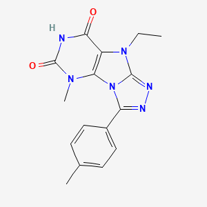 molecular formula C16H16N6O2 B2977282 9-乙基-5-甲基-3-(对甲苯基)-5H-[1,2,4]三唑并[4,3-e]嘌呤-6,8(7H,9H)-二酮 CAS No. 921574-45-0