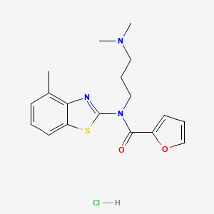 molecular formula C18H22ClN3O2S B2977283 N-(3-(dimethylamino)propyl)-N-(4-methylbenzo[d]thiazol-2-yl)furan-2-carboxamide hydrochloride CAS No. 1052535-61-1