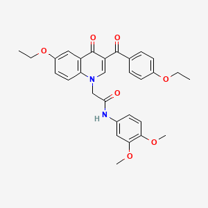 molecular formula C30H30N2O7 B2977292 N-(3,4-二甲氧基苯基)-2-(6-乙氧基-3-(4-乙氧基苯甲酰)-4-氧代喹啉-1(4H)-基)乙酰胺 CAS No. 898343-39-0