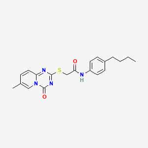 molecular formula C20H22N4O2S B2977304 N-(4-丁基苯基)-2-(7-甲基-4-氧代吡啶并[1,2-a][1,3,5]三嗪-2-基)硫代乙酰胺 CAS No. 896319-08-7