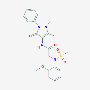 molecular formula C21H24N4O5S B297731 N-(1,5-dimethyl-3-oxo-2-phenyl-2,3-dihydro-1H-pyrazol-4-yl)-2-[2-methoxy(methylsulfonyl)anilino]acetamide 