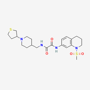 molecular formula C22H32N4O4S2 B2977310 N1-(1-(methylsulfonyl)-1,2,3,4-tetrahydroquinolin-7-yl)-N2-((1-(tetrahydrothiophen-3-yl)piperidin-4-yl)methyl)oxalamide CAS No. 2034317-55-8