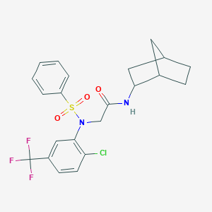 molecular formula C22H22ClF3N2O3S B297732 N-bicyclo[2.2.1]hept-2-yl-2-[2-chloro(phenylsulfonyl)-5-(trifluoromethyl)anilino]acetamide 