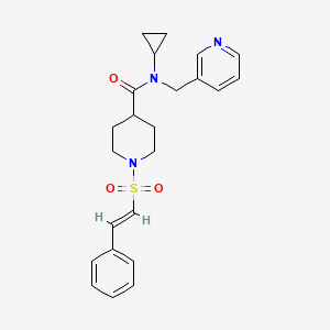 molecular formula C23H27N3O3S B2977324 N-cyclopropyl-1-[(E)-2-phenylethenyl]sulfonyl-N-(pyridin-3-ylmethyl)piperidine-4-carboxamide CAS No. 1089530-70-0