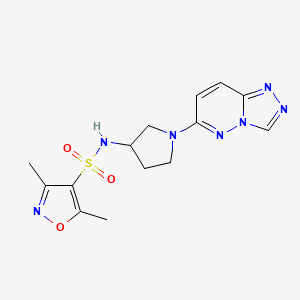 molecular formula C14H17N7O3S B2977325 N-(1-([1,2,4]triazolo[4,3-b]pyridazin-6-yl)pyrrolidin-3-yl)-3,5-dimethylisoxazole-4-sulfonamide CAS No. 2034231-23-5