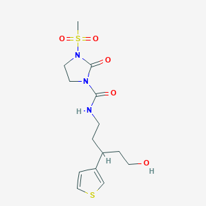 molecular formula C14H21N3O5S2 B2977328 N-(5-hydroxy-3-(thiophen-3-yl)pentyl)-3-(methylsulfonyl)-2-oxoimidazolidine-1-carboxamide CAS No. 2034467-47-3