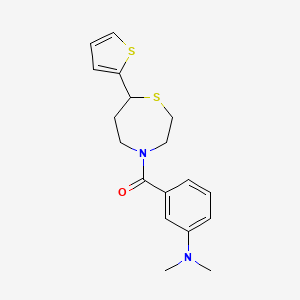 molecular formula C18H22N2OS2 B2977330 (3-(二甲胺基)苯基)(7-(噻吩-2-基)-1,4-噻杂丙烷-4-基)甲酮 CAS No. 1706292-06-9