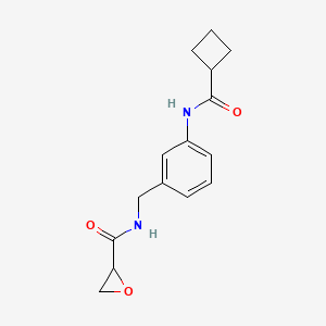 molecular formula C15H18N2O3 B2977338 N-[[3-(Cyclobutanecarbonylamino)phenyl]methyl]oxirane-2-carboxamide CAS No. 2411275-06-2
